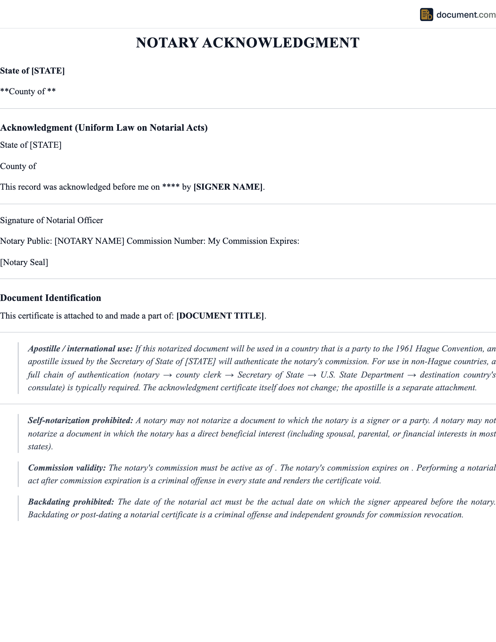 Notary Acknowledgment preview